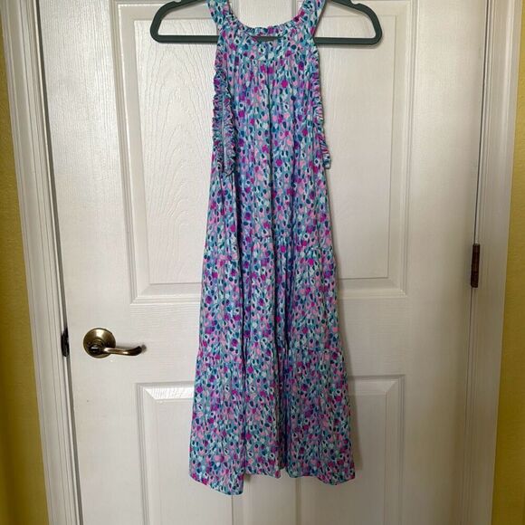 Lilly Pulitzer Jerrica Halter Swing Dress, Aqua with Multi-Colored Design, Size - Picture 1 of 10